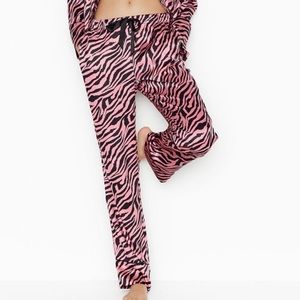 VS satin pink zebra pajama pants size Small.